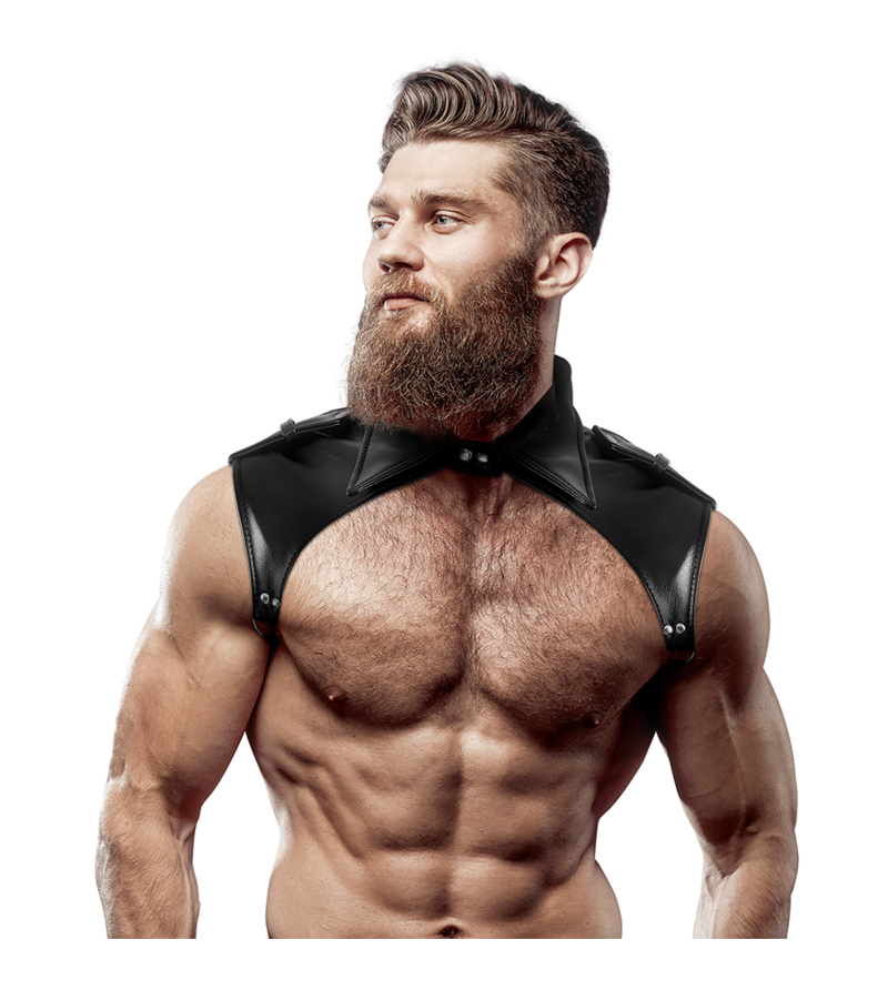 FETISH SUBMISSIVE ATTITUDE - HARNAIS DE COU RÉGLABLE EN ÉCO-CUIR POUR HOMMES BRIGADE