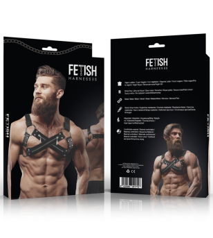 FETISH SUBMISSIVE ATTITUDE - HARNAIS DE POITRINE CROISÉ EN NÉOPRÈNE RÉGLABLE AVEC FERMETURES  GLISSIÈRE POUR HOMMES