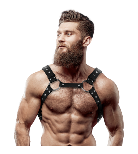 FETISH SUBMISSIVE ATTITUDE - HARNAIS DE POITRINE EN ÉCO-CUIR POUR HOMMES AVEC CLOUS