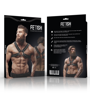 FETISH SUBMISSIVE ATTITUDE - HARNAIS DE POITRINE CROISÉ EN ÉCO-CUIR POUR HOMMES AVEC CLOUS