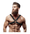 FETISH SUBMISSIVE ATTITUDE - HARNAIS DE POITRINE RÉGLABLE EN ÉCO-CUIR POUR HOMMES AVEC CROIX BULLDOG