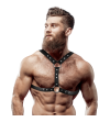 FETISH SUBMISSIVE ATTITUDE - HARNAIS DE POITRINE EN ÉCO-CUIR AVEC DOUBLE SUPPORT ET CLOUS POUR HOMMES