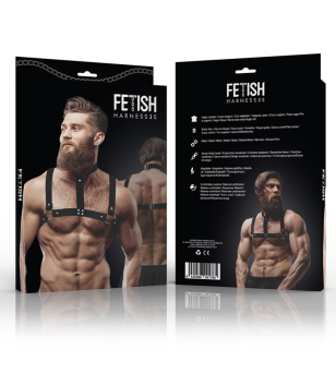 FETISH SUBMISSIVE ATTITUDE - HARNAIS DE POITRINE RÉGLABLE EN ÉCO-CUIR AVEC COLLIER POUR HOMMES