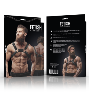 FETISH SUBMISSIVE ATTITUDE - HARNAIS DE POITRINE RÉGLABLE EN CUIR ÉCOLOGIQUE POUR HOMMES BULLDOG