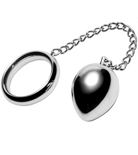 METAL HARD - ANNEAU PÉNIEN 50MM + CHAÎNE AVEC BILLE MÉTALLIQUE