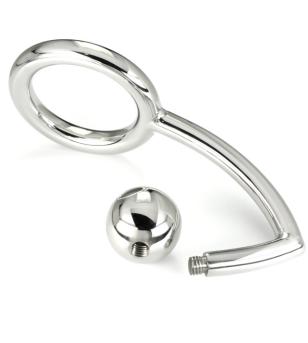 METAL HARD - ANNEAU COCK RING AVEC CROCHET INTRUS ANAL 45MM