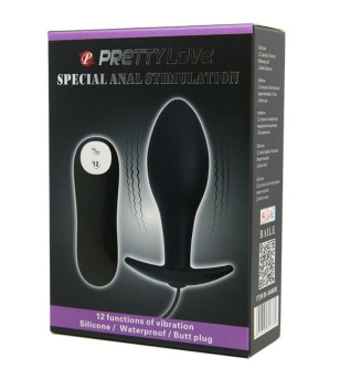 PRETTY LOVE - PLUG ANAL FORME DANCRE SILICONE 12 MODES DE VIBRATION NOIR