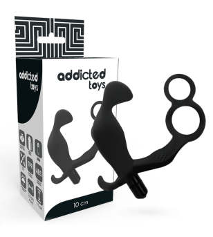 ADDICTED TOYS - PLUG ANAL AVEC DOUBLE ANNEAU PÉNIS ET TESTICULES NOIR
