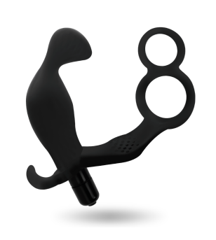 ADDICTED TOYS - PLUG ANAL AVEC DOUBLE ANNEAU PÉNIS ET TESTICULES NOIR