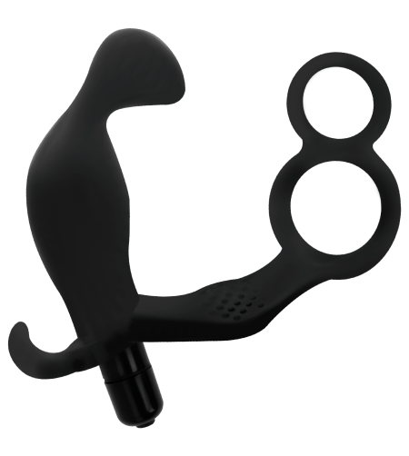 ADDICTED TOYS - PLUG ANAL AVEC DOUBLE ANNEAU PÉNIS ET TESTICULES NOIR