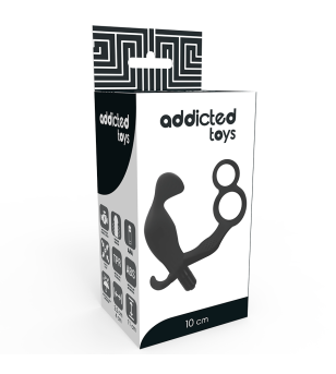 ADDICTED TOYS - PLUG ANAL AVEC DOUBLE ANNEAU PÉNIS ET TESTICULES NOIR