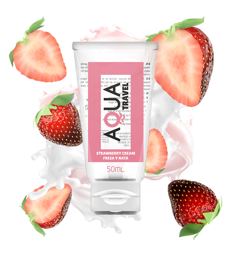 AQUA TRAVEL - LUBRIFIANT À BASE D''EAU SAVEUR CRÈME DE FRAISE - 50 ML