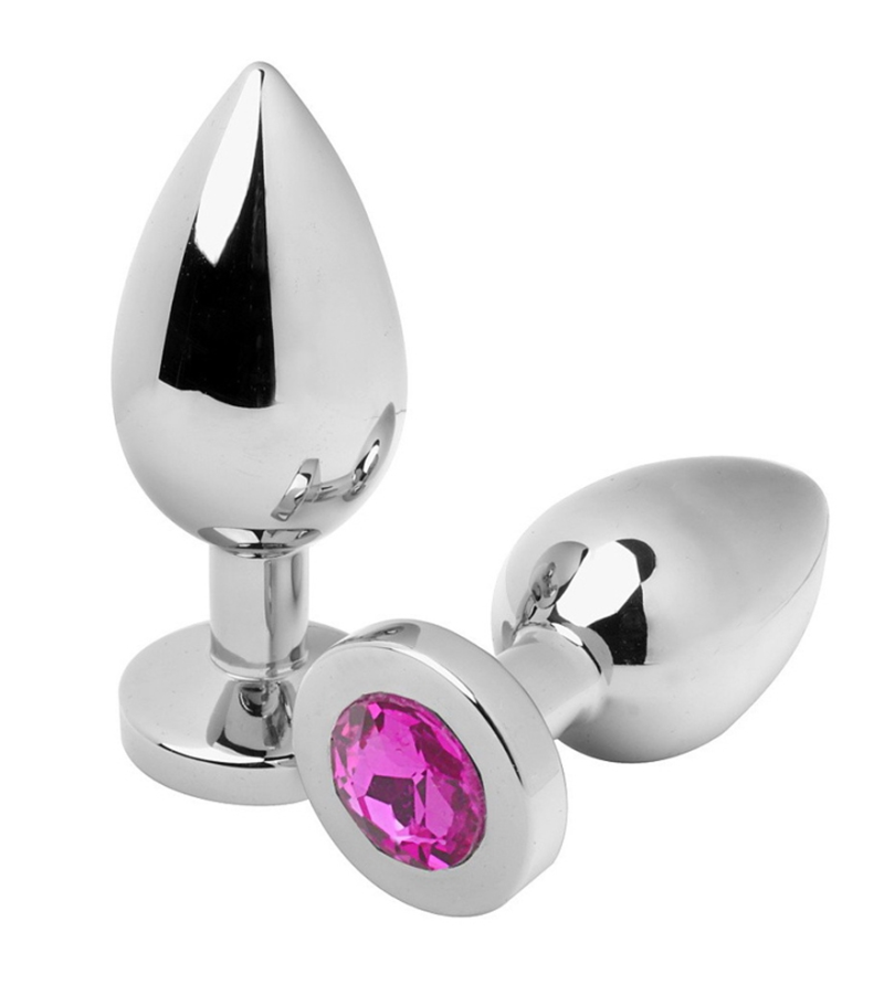 METAL HARD - PLUG ANAL DIAMANT ROSE MOYEN 7,62CM