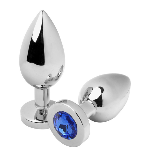 METAL HARD - PLUG ANAL BLEU DIAMANT MOYEN 7,62CM