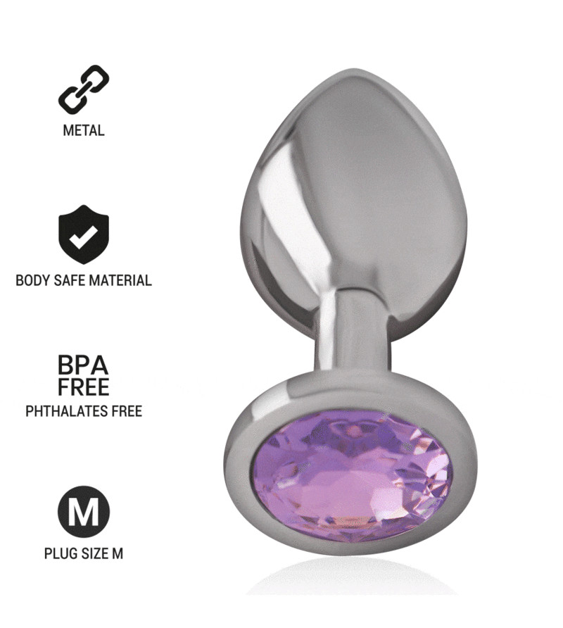 INTENSE - PLUG ANAL EN MÉTAL ALUMINIUM AVEC CRISTAL VIOLET TAILLE M