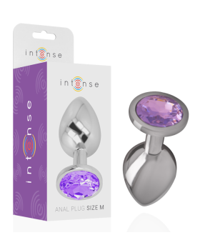 INTENSE - PLUG ANAL EN MÉTAL ALUMINIUM AVEC CRISTAL VIOLET TAILLE M