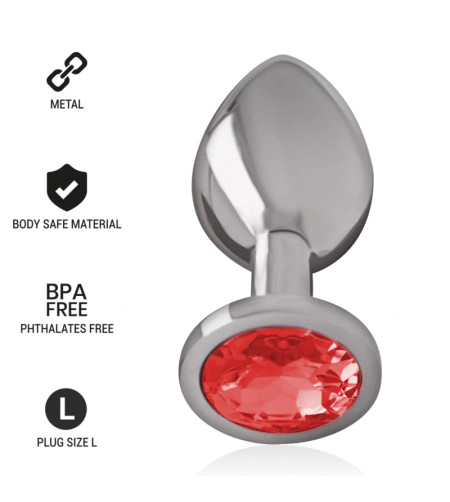 INTENSE - PLUG ANAL EN MÉTAL ALUMINIUM AVEC CRISTAL ROUGE TAILLE L