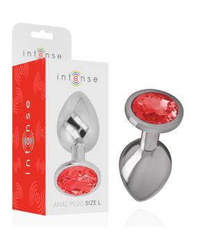 INTENSE - PLUG ANAL EN MÉTAL ALUMINIUM AVEC CRISTAL ROUGE TAILLE L