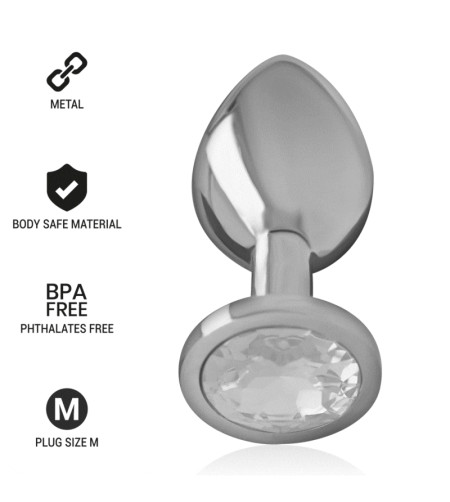 INTENSE - PLUG ANAL EN MÉTAL ALUMINIUM AVEC CRISTAL DARGENT TAILLE M