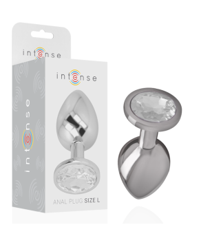 INTENSE - PLUG ANAL EN MÉTAL ALUMINIUM AVEC CRISTAL DARGENT TAILLE L