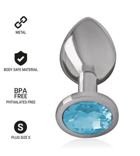 INTENSE - PLUG ANAL EN MÉTAL ALUMINIUM AVEC CRISTAL BLEU TAILLE S