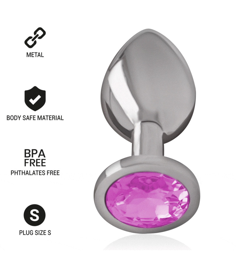 INTENSE - PLUG ANAL EN MÉTAL ALUMINIUM AVEC CRISTAL ROSE TAILLE S