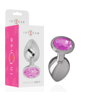 INTENSE - PLUG ANAL EN MÉTAL ALUMINIUM AVEC CRISTAL ROSE TAILLE S