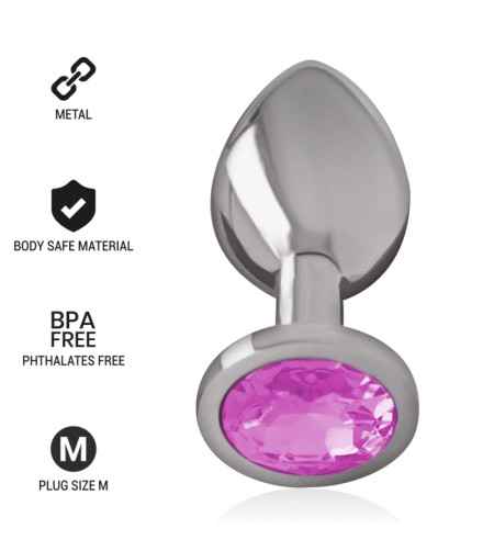 INTENSE - PLUG ANAL EN MÉTAL ALUMINIUM AVEC CRISTAL ROSE TAILLE M