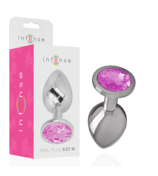 INTENSE - PLUG ANAL EN MÉTAL ALUMINIUM AVEC CRISTAL ROSE TAILLE M