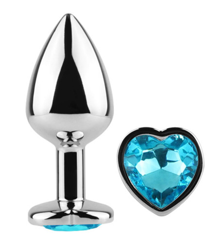 SECRETPLAY - PLUG ANAL EN MÉTAL COEUR BLEU PETITE TAILLE 7 CM