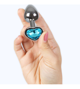 SECRETPLAY - PLUG ANAL EN MÉTAL COEUR BLEU PETITE TAILLE 7 CM