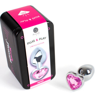 SECRETPLAY - PLUG ANAL EN MÉTAL COEUR FUCHSIA PETITE TAILLE 7 CM