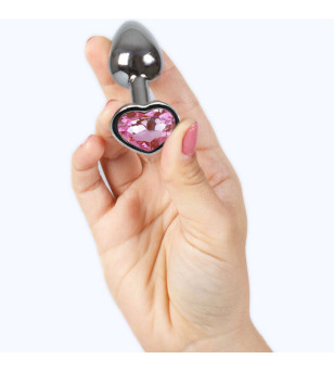 SECRETPLAY - PLUG ANAL EN MÉTAL COEUR FUCHSIA PETITE TAILLE 7 CM