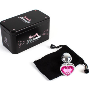 SECRETPLAY - PLUG ANAL EN MÉTAL COEUR FUCHSIA PETITE TAILLE 7 CM