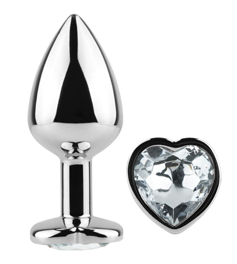 SECRETPLAY - PLUG ANAL EN MÉTAL COEUR CRISTAL CLAIR PETITE TAILLE 7 CM