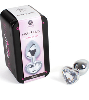 SECRETPLAY - PLUG ANAL EN MÉTAL COEUR CRISTAL CLAIR PETITE TAILLE 7 CM