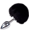 ALIVE - PLUG DE PLAISIR ANAL LISSE MÉTAL FLUFFY NOIR TAILLE S