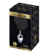 ALIVE - PLUG DE PLAISIR ANAL LISSE MÉTAL FLUFFY NOIR TAILLE L