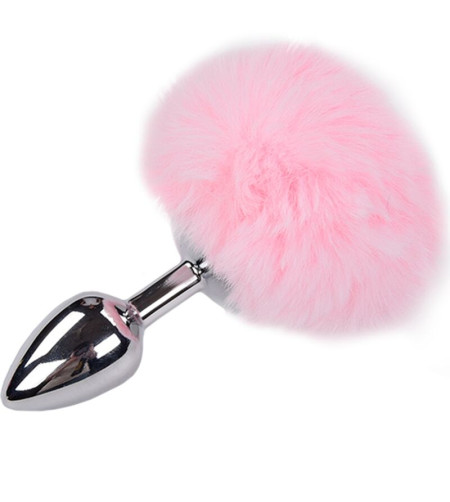ALIVE - PLUG DE PLAISIR ANAL LISSE MÉTAL FLUFFY ROSE TAILLE M