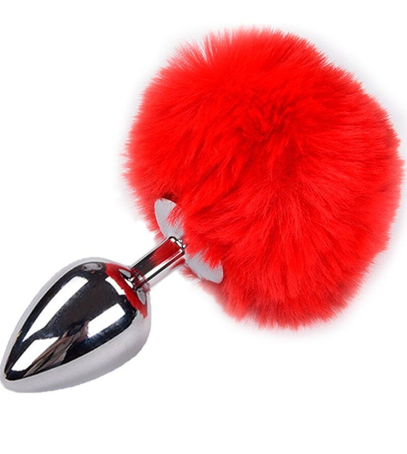 ALIVE - PLUG DE PLAISIR ANAL LISSE MÉTAL FLUFFY ROUGE TAILLE S