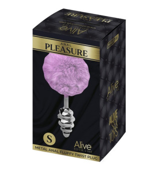 ALIVE - PLUG DE PLAISIR ANAL SPIRAL MÉTAL FLUFFY VIOLET TAILLE S