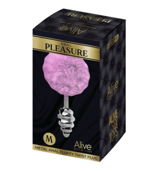 ALIVE - PLUG DE PLAISIR ANAL SPIRAL MÉTAL FLUFFY VIOLET TAILLE M