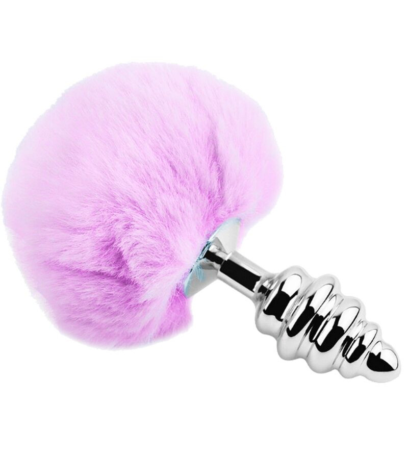 ALIVE - PLUG DE PLAISIR ANAL SPIRAL METAL FLUFFY VIOLET TAILLE L