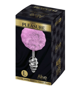 ALIVE - PLUG DE PLAISIR ANAL SPIRAL METAL FLUFFY VIOLET TAILLE L