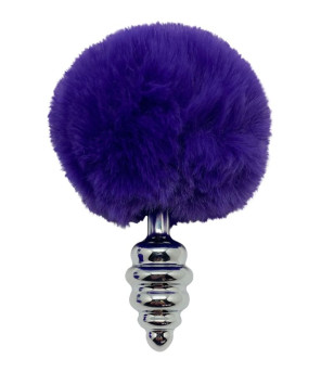 ALIVE - PLUG DE PLAISIR ANAL SPIRAL METAL FLUFFY VIOLET FONCÉ TAILLE S