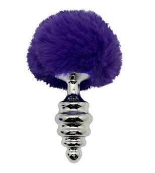 ALIVE - PLUG DE PLAISIR ANAL SPIRAL METAL FLUFFY VIOLET FONCÉ TAILLE L