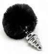 ALIVE - PLUG DE PLAISIR ANAL SPIRAL METAL FLUFFY NOIR TAILLE S
