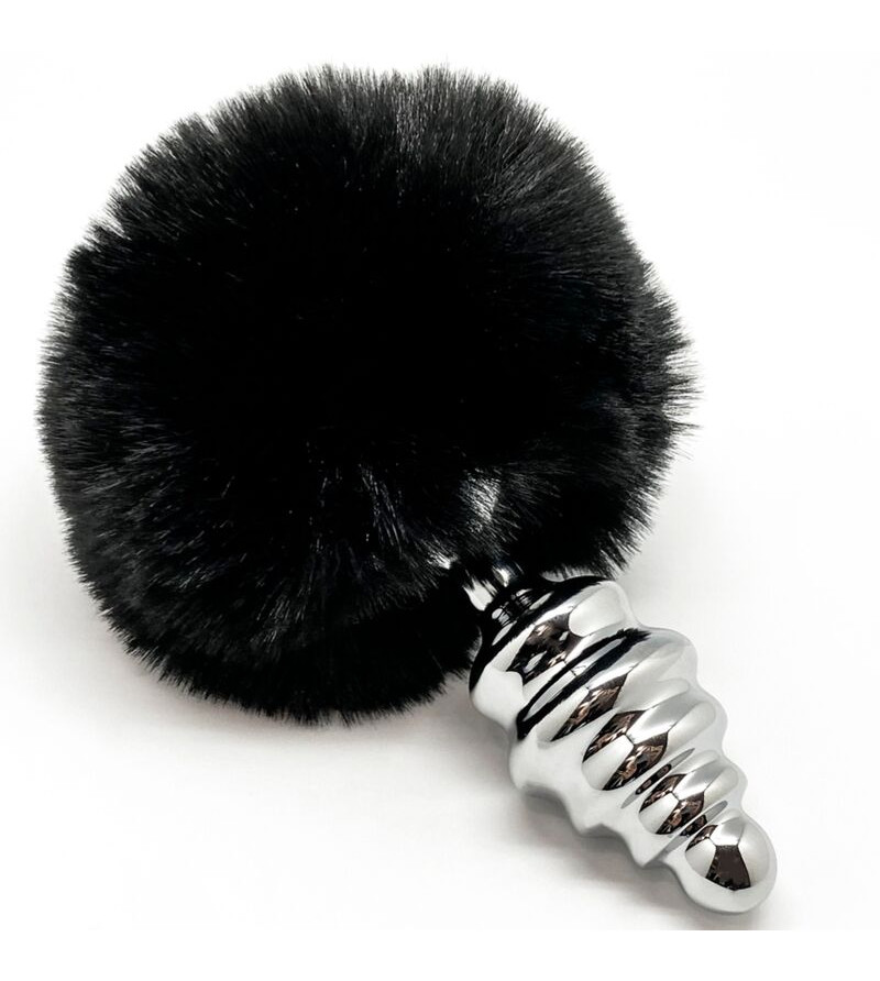 ALIVE - PLUG DE PLAISIR ANAL SPIRAL METAL FLUFFY NOIR TAILLE M