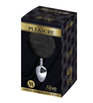 ALIVE - PLUG DE PLAISIR ANAL SPIRAL METAL FLUFFY NOIR TAILLE M