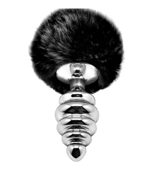 ALIVE - PLUG DE PLAISIR ANAL SPIRAL METAL FLUFFY NOIR TAILLE L